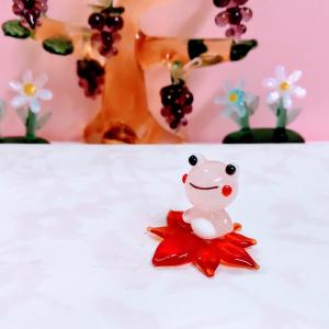 ガラス細工 ハスの葉（ミニ）ミニチュア 雑貨 置物 小物 蓮