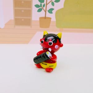 ガラス細工 温泉鬼ペア ミニチュア 置物 節分 : きたのガラス工芸