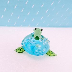 ガラス細工 アジサイとカエル ミニチュア 雑貨...の詳細画像1