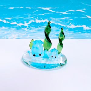 ガラス細工 マンタ（LL) 青 ミニチュア 置物 雑貨 水族館 海 小物
