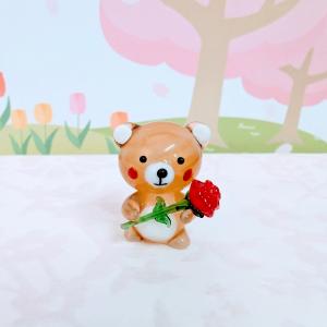 ガラス細工 クマとカーネーション ミニチュア ...の詳細画像1