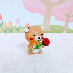 ガラス細工 クマとカーネーション ミニチュア ...の詳細画像2