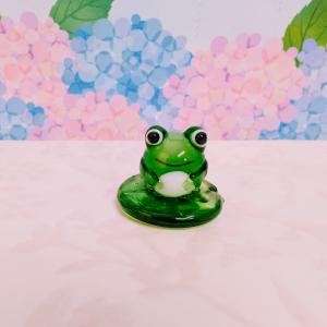 ガラス細工 丸カエルと蓮の葉 ミニチュア 雑貨...の詳細画像1