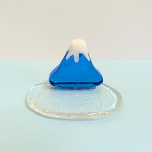 ガラス細工 富士山のステージ(L) 青 ミニチ...の詳細画像1