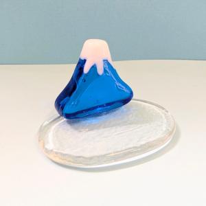 ガラス細工 富士山のステージ(L) 青 ミニチ...の詳細画像2