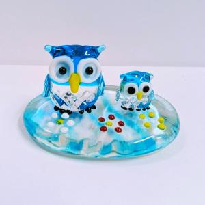 Baccarat 青色ガラス動物オブジェ フクロウ バカラ】Baccrat フクロウ クリスタル 動物 | reoreohouse