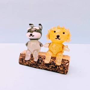 ガラス細工 ユリの花（2輪）ミニチュア 雑貨 置物 小物 花 : きたの