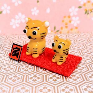 ガラス細工 12支親子 午 うま（布台付）ミニチュア 置物 干支