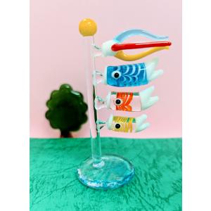 ガラス細工 織姫と彦星（笹舟付）七夕 ミニチュア 雑貨 置物 小物