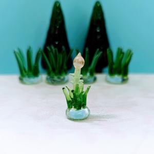 ガラス細工 ユリの花（2輪）ミニチュア 雑貨 置物 小物 花 : きたの