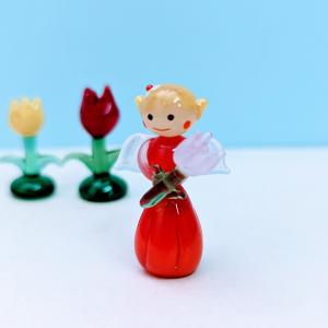 ガラス細工 きのこ（ミニ) 赤 ミニチュア 雑貨 置物 小物 茸 : きたの