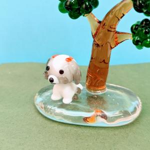 ガラス細工 シバ犬（M）ミニチュア 置物 雑貨 犬 小物 動物 : きたの