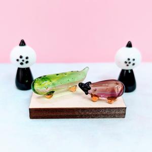 ガラス細工 精霊馬セット(盆提灯、木台付)ミニ...の詳細画像1