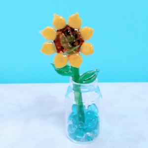 ガラス細工 一輪挿し ひまわり ミニチュア 雑...の詳細画像1