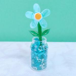 ガラス細工 ユリの花（2輪）ミニチュア 雑貨 置物 小物 花 : きたの
