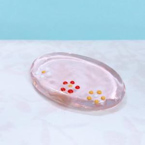 ガラス細工 ユリの花（2輪）ミニチュア 雑貨 置物 小物 花 : きたの