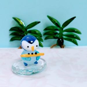 ガラス細工 ペンギンバンド チューバ ミニチュア 置物 雑貨 水族館