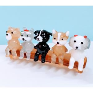 ガラス細工　5人ベンチ　イヌ（座）A ミニチュア　置物　雑貨　犬　小物　動物