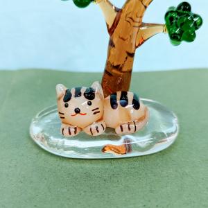 ガラス細工 マドラー ネコ 茶トラ ミニチュア 雑貨 動物 : きたの