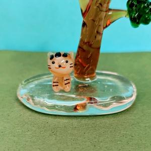 ガラス細工 ミケネコ 横向き ミニチュア 置物 雑貨 猫 小物 動物