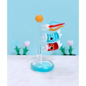 ガラス細工 鯉のぼり(S) マーブル青 ミニチ...の詳細画像1