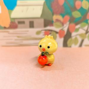 ガラス細工 花シマエナガ（M) 赤 ミニチュア 雑貨 置物 小物 鳥 北海道