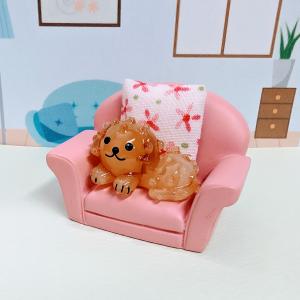 ガラス細工 ネコペアと木（ミケ/茶トラ）ミニチュア 雑貨 置物 小物 猫