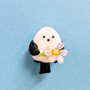ガラス細工 お月見うさぎ（白）とお団子 ミニチュア 雑貨 置物 小物 秋