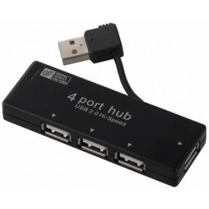 USBハブ  オーム電機　OHM  4ポートハブ  収納式  ブラック｜bic-shop