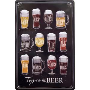 プレート　看板　ブリキ看板  ウォールデコレーション　アンティーク メタルプレート  TYPE OF BEER　メール便送料無料｜bic-shop