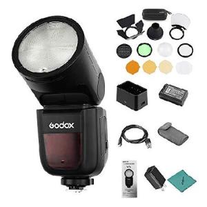 Godox V1F Camera Flash Speedlite Speedlight Round Head Wireless 2.4G Fresnel Zoom Compatible with Fujifilm X-T20 X-T2 X-T1 GFX50S GFX50R Camera for Ph