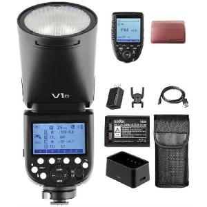 Godox V1-C TTL on-Camera Round Head Camera Flash and Xpro-C Wireless Trigger, 2.4G Wireless System and Full TTL Function, Compatible with Canon Camera