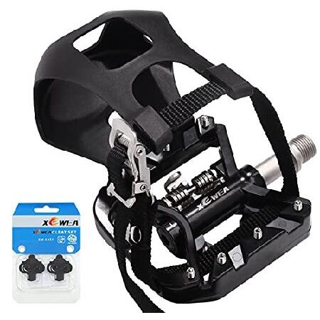 XEWEA Spin Pedals with Toe Clip Straps, Dual Platf...