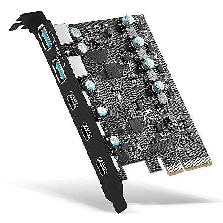 PCIe - USB 3.2 Gen 2 アダプターカード 20 Gbps 帯域幅 5ポート (3X...