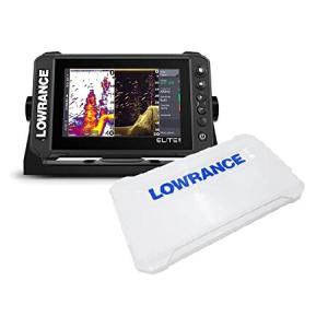 GPS City Lowrance Elite FS 7 Fish Finder with Active Imaging 3-in-1 Transducer, Preloaded C-MAP Contour+ Charts ＆ Protective Cover Bundle (000-15688-