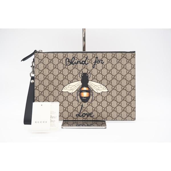 ★3日以内返品可★ 極美品 GUCCI グッチ GGスプリーム BEE プリント PVC×レザー ポ...