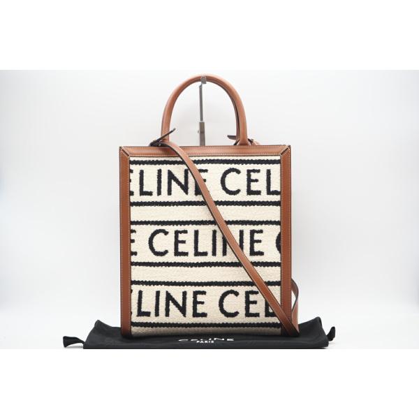 ★3日以内返品可★ 美品 CELINE セリーヌ ファブリック レザー スモールバーティカル ロゴ ...