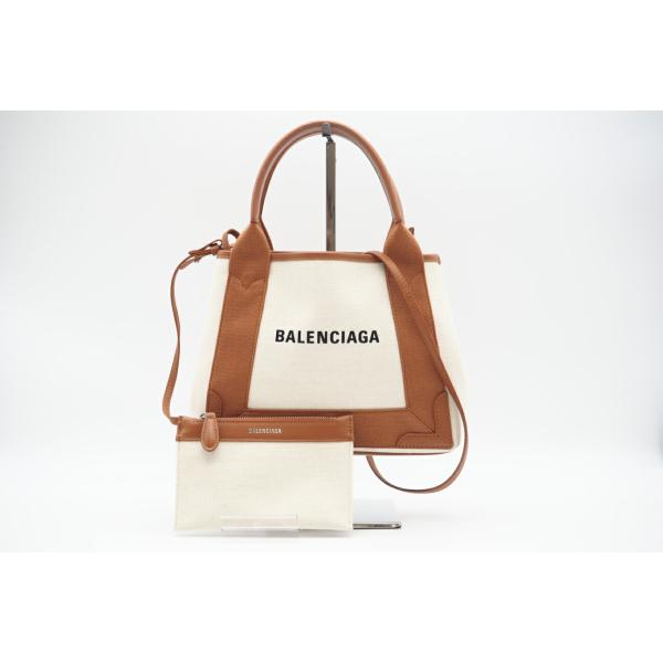★3日以内返品可★ 美品 BALENCIAGA バレンシアガ キャンバス レザー ネイビーカバスXS...