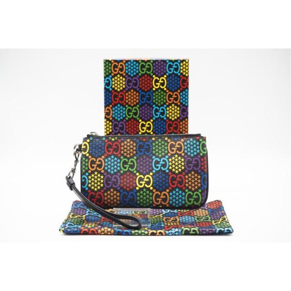 ★3日以内返品可★ 極美品 GUCCI グッチ GGサイケデリック レザー PVC ポーチ マルチカ...