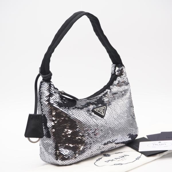 ★3日以内返品可★ 未使用 PRADA プラダ ナイロン Re-Edition スパンコール ホーボ...