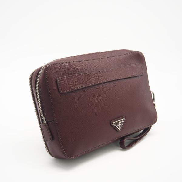 ★3日以内返品可★  PRADA プラダ サフィアーノ ロゴ ダブルジップ セカンドバッグ VR00...