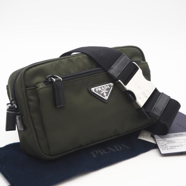 ★3日以内返品可★ 美品 PRADA プラダ Re-Nylon xサフィアーノ レザー ベルトバッグ...