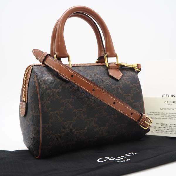 ★3日以内返品可★ 美品 CELINE セリーヌ トリオンフキャンバス カーフスキン スモール ボス...