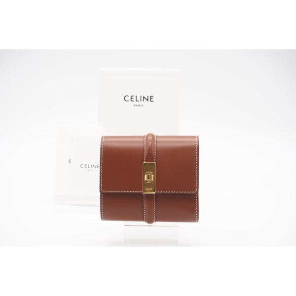 ★3日以内返品可★ 美品 CELINE セリーヌ サテンドカーフスキン スモール トリフォールドウォ...