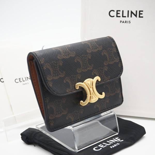 ★3日以内返品可★ 極美品 CELINE セリーヌ トリオンフキャンバス トリオンフフラップ付きカー...