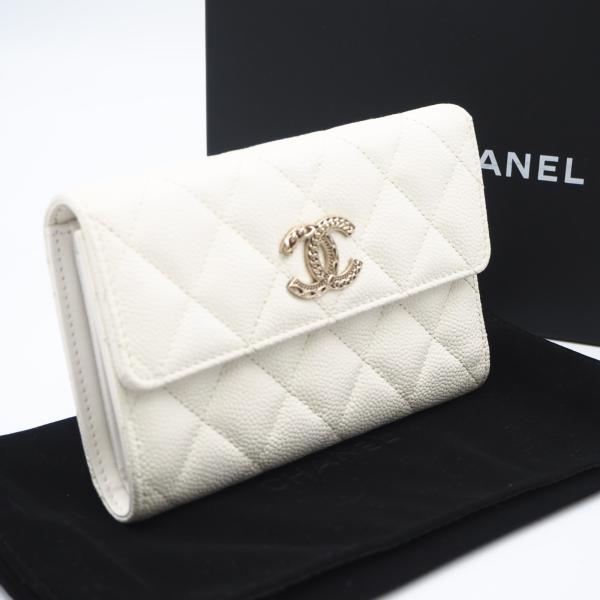 ★3日以内返品可★ 美品 CHANEL シャネル マットラッセ ミディアムウォレット AP3051 ...