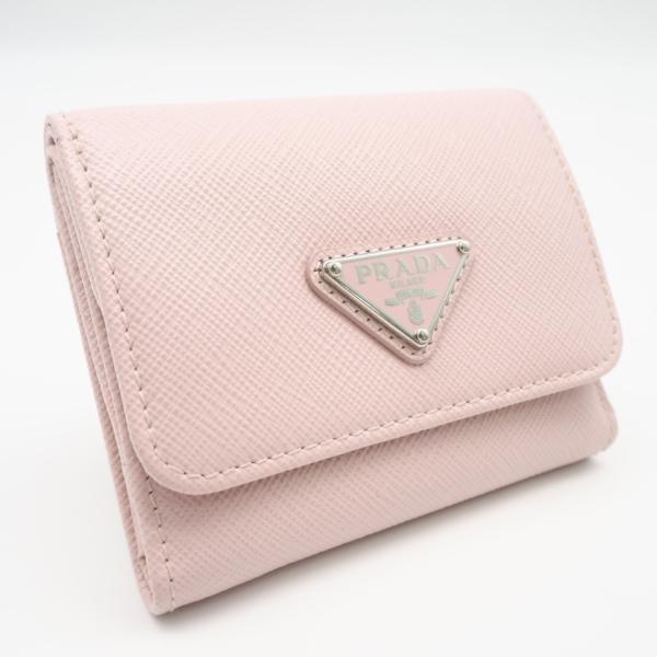 ★3日以内返品可★ 美品 PRADA プラダ サフィアーノ トライアングル 財布 アラバスターピンク...