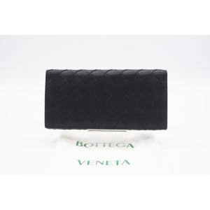 ☆安心の3大保証☆ Bランク ≪BOTTEGA VENETA ボッテガ ヴェネタ/二つ折り札入れ≫ 635567 マキシイントレチャート ブラック ブルー｜biclock