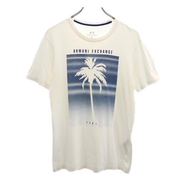 アルマーニエクスチェンジ プリント 半袖 Tシャツ S 白系 ARMANI EXCHANGE ロゴ ...