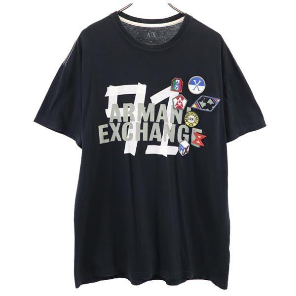 アルマーニエクスチェンジ プリント 半袖 Tシャツ M 黒系 ARMANI EXCHANGE ロゴ ...